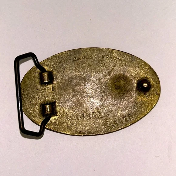 S S SOLID BRASS COUNTRY MUSIC BELT BUCKLE 1978